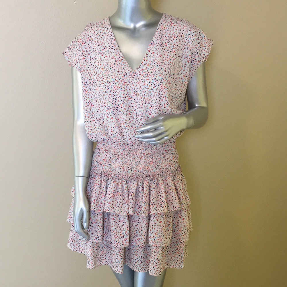 ADRIENNE | Confetti Print Smocked Waist Tiered Dress